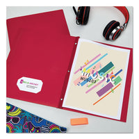 Two-pocket Folder, Prong Fastener, Letter, 1-2" Capacity, Red, 25-box