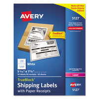 Shipping Labels With Paper Receipt And Trueblock Technology, Inkjet-laser Printers, 5.06 X 7.63, White, 50-pack