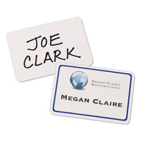 Flexible Adhesive Name Badge Labels, 3.38 X 2.33, White-blue Border, 40-pack