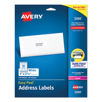 Easy Peel White Address Labels W- Sure Feed Technology, Laser Printers, 1 X 2.63, White, 30-sheet, 25 Sheets-pack