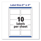 Shipping Labels W- Trueblock Technology, Laser Printers, 2 X 4, White, 10-sheet, 25 Sheets-pack