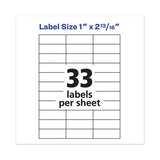 Copier Mailing Labels, Copiers, 1 X 2.81, White, 33-sheet, 250 Sheets-box