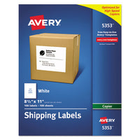 Copier Mailing Labels, Copiers, 8.5 X 11, White, 100-box