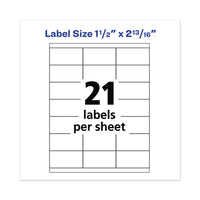 Copier Mailing Labels, Copiers, 1.5 X 2.81, White, 21-sheet, 100 Sheets-box