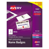 Self-laminating Laser-inkjet Printer Badges, 2 1-4 X 3 1-2, White, 30-box