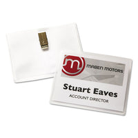 Clip-style Name Badge Holder With Laser-inkjet Insert, Top Load, 4 X 3, White, 40-box