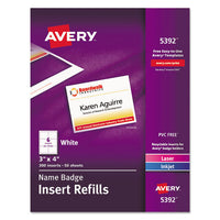 Name Badge Insert Refills, Horizontal-vertical, 3 X 4, White, 300-box