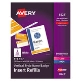 Name Badge Insert Refills, Horizontal-vertical, 3 X 4, White, 300-box