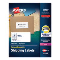 Repositionable Address Labels W-surefeed, Laser, 1 X 2 5-8, White, 3000-box