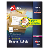 Repositionable Shipping Labels W-surefeed, Laser, 3 1-3 X 4, White, 600-box