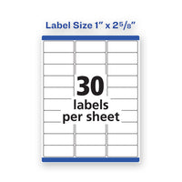 Waterproof Address Labels With Trueblock And Sure Feed, Laser Printers, 1 X 2.63, White, 30-sheet, 50 Sheets-pack