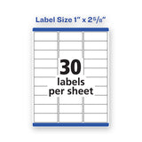 Waterproof Address Labels With Trueblock And Sure Feed, Laser Printers, 1 X 2.63, White, 30-sheet, 50 Sheets-pack