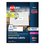 Waterproof Address Labels With Trueblock And Sure Feed, Laser Printers, 1.33 X 4, White, 14-sheet, 50 Sheets-pack