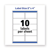 Waterproof Shipping Labels With Trueblock And Sure Feed, Laser Printers, 2 X 4, White, 10-sheet, 50 Sheets-pack