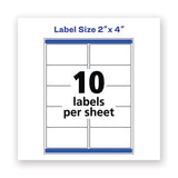 Waterproof Shipping Labels With Trueblock And Sure Feed, Laser Printers, 2 X 4, White, 10-sheet, 50 Sheets-pack