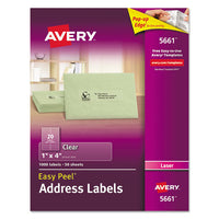 Matte Clear Easy Peel Mailing Labels W- Sure Feed Technology, Laser Printers, 1 X 4, Clear, 20-sheet, 50 Sheets-box