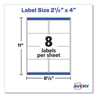 Shipping Labels With Trueblock Technology, Inkjet Printers, 2.5 X 4, White, 8 Labels-sheet, 25 Sheets-pack