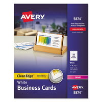 Clean Edge Business Cards, Laser, 2 X 3 1-2, White, 1000-box