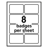 Flexible Adhesive Name Badge Labels, 3.38 X 2.33, White-blue Border, 400-box