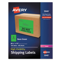 High-visibility Permanent Laser Id Labels, 8 1-2 X 11, Neon Green, 100-box