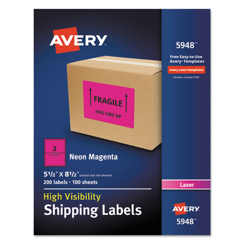 High-visibility Permanent Laser Id Labels, 5 1-2 X 8 1-2, Neon Magenta, 200-box