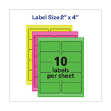 High-visibility Permanent Laser Id Labels, 2 X 4, Neon Assorted, 500-box