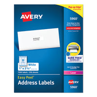 Easy Peel White Address Labels W- Sure Feed Technology, Laser Printers, 1 X 2.63, White, 30-sheet, 250 Sheets-pack