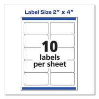 Shipping Labels W- Trueblock Technology, Laser Printers, 2 X 4, White, 10-sheet, 250 Sheets-box