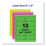 High-visibility Permanent Laser Id Labels, 2 X 4, Neon Assorted, 1000-box