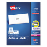 White Address Labels W- Sure Feed Technology For Laser Printers, Laser Printers, 0.5 X 1.75, White, 80-sheet, 250 Sheets-box