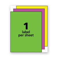 High-visibility Permanent Laser Id Labels, 8.5 X 11, Asst. Neon, 15-pack