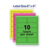 High-visibility Permanent Laser Id Labels, 2 X 4, Asst. Neon, 150-pack