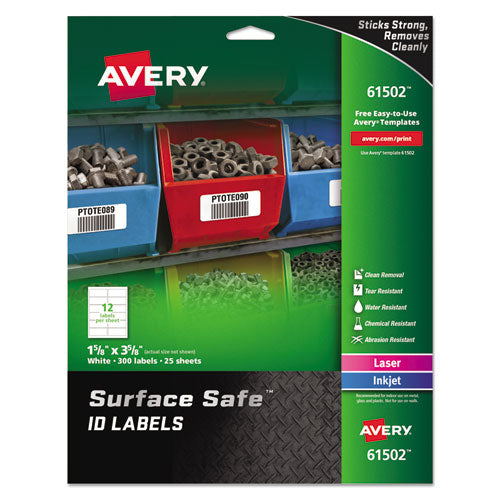 Surface Safe Id Labels, Inkjet-laser Printers, 1.63 X 3.63, White, 12-sheet, 25 Sheets-pack