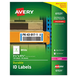 Durable Permanent Id Labels With Trueblock Technology, Laser Printers, 3.25 X 8.38, White, 3-sheet, 50 Sheets-pack