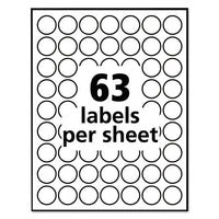 Removable Multi-use Labels, Inkjet-laser Printers, 1" Dia., White, 63-sheet, 15 Sheets-pack