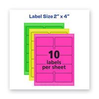 High-vis Removable Laser-inkjet Id Labels, 2 X 4, Asst. Neon, 120-pack