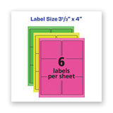 High-vis Removable Laser-inkjet Id Labels W- Sure Feed, 3 1-3 X 4, Neon, 72-pk