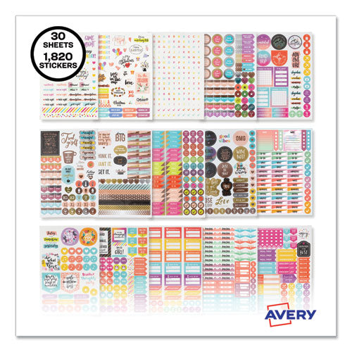 Planner Sticker Variety Pack For Moms, Budget, Family, Fitness, Holiday, Work, Assorted Colors, 1,820-pack