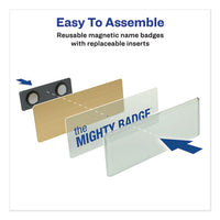 The Mighty Badge Name Badge Holder Kit, Horizontal, 3 X 1, Inkjet, Gold, 10 Holders- 80 Inserts