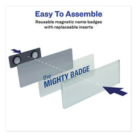 The Mighty Badge Name Badge Holder Kit, Horizontal, 3 X 1, Inkjet, Silver, 10 Holders- 80 Inserts