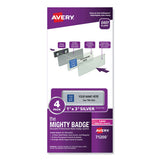 The Mighty Badge Name Badge Holder Kit, Horizontal, 3 X 1, Laser, Silver, 10 Holders- 80 Inserts
