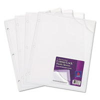 Three-hole Punched Corner Lock Plastic Sleeves, 11 3-4 X 9 1-2, Clear, 4-pack