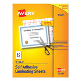 Clear Self-adhesive Laminating Sheets, 3 Mil, 9" X 12", Matte Clear, 50-box