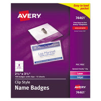 Clip-style Badge Holder With Laser-inkjet Insert, Top Load, 3.5 X 2.25, White, 100-box