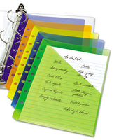 Small Binder Pockets, Standard, 7-hole Punched, Assorted, 5 1-2 X 9 1-4, 5-pack