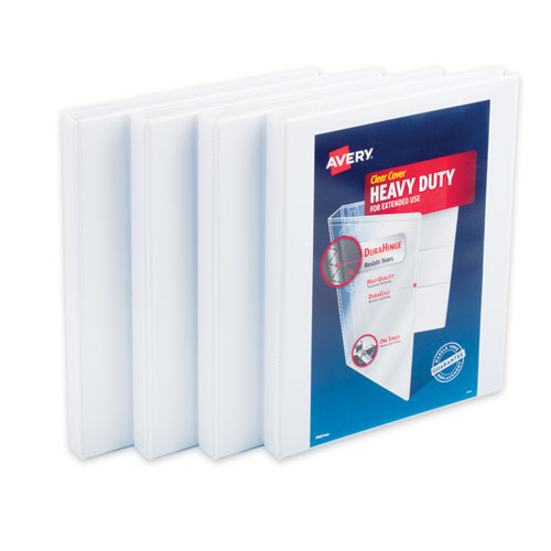 Heavy-duty Non Stick View Binder With Durahinge And Slant Rings, 3 Rings, 0.5" Capacity, 11 X 8.5, White, 4-pack