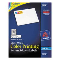 Vibrant Color Printing Mailing Labels, Inkjet Printers, 0.75 X 2.25, Matte White, 30-sheet, 20 Sheets-pack