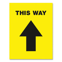 Social Distancing Floor Decals, 8.5 X 11, This Way, Yellow Face, Black Graphics, 5-pack