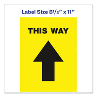 Social Distancing Floor Decals, 8.5 X 11, This Way, Yellow Face, Black Graphics, 5-pack