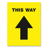 Social Distancing Floor Decals, 8.5 X 11, This Way, Yellow Face, Black Graphics, 5-pack